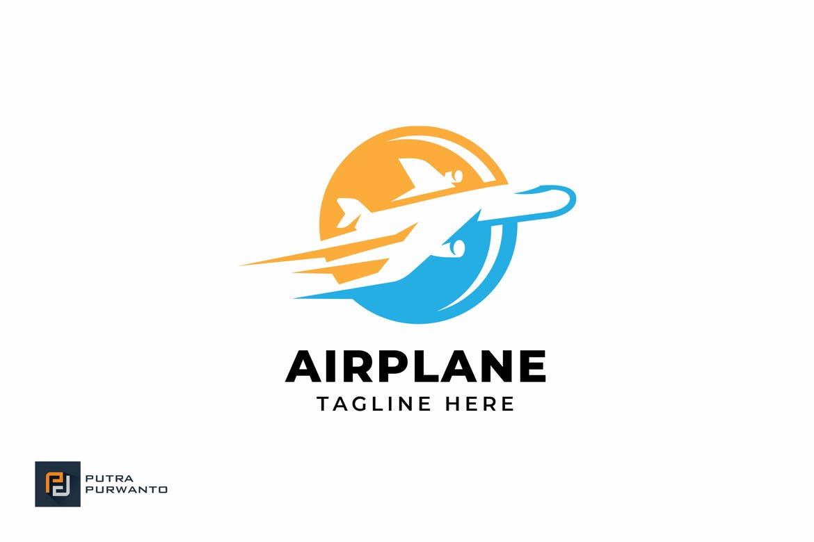 飞机航空飞行旅行运输天空翅膀图标-徽标模板airplane – logo